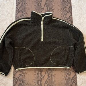 Old Navy Green Teddy Jacket with lime piping Accents